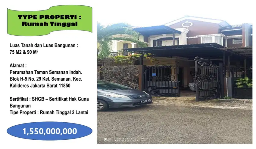 DIJUAL RUMAH 2 LANTAI SIAP HUNI DI TAMAN SEMANAN INDAH – KALIDERES