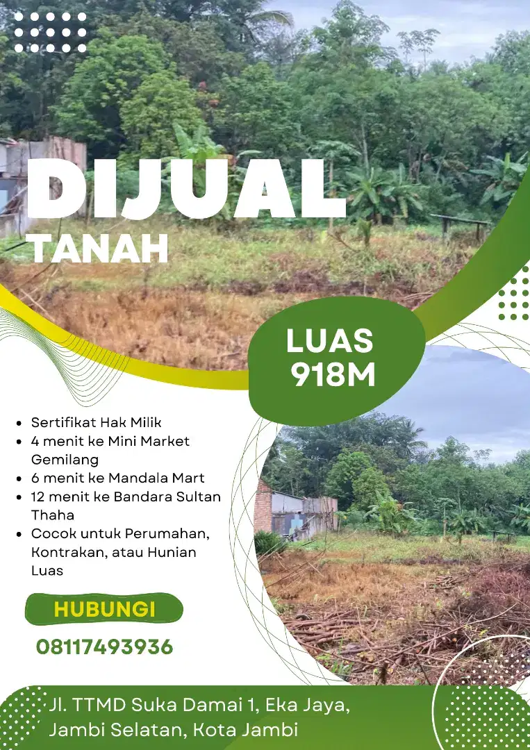 DIJUAL TANAH 918 M2