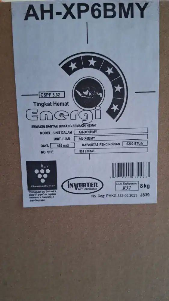 Dijual ac 1/2 PK sharp plasmacluster AH-XP6BMY