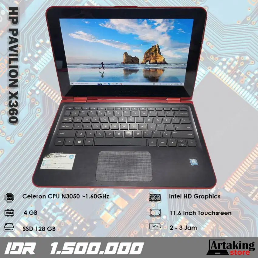 Layar Sentuh - Hp Pavilion X360 - Celeron N3050 - Ram 4 GB - Sudah SSD