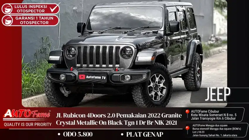 Jeep JL Rubicon 4Doors 2.0 NIK 2021 Pemakaian 2022