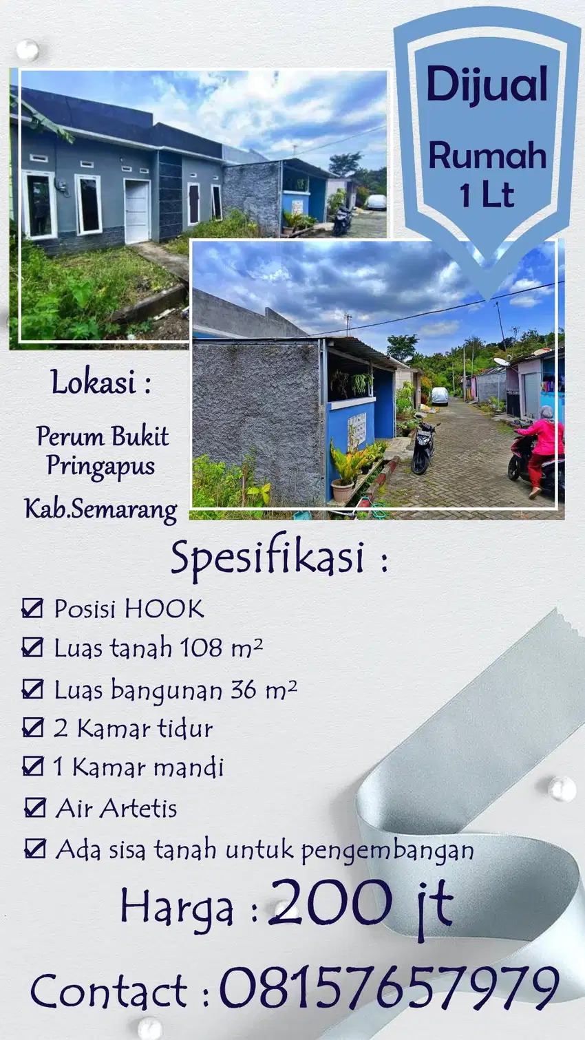 Dijual Cepat BU Rumah di Perum Bukit Pringapus