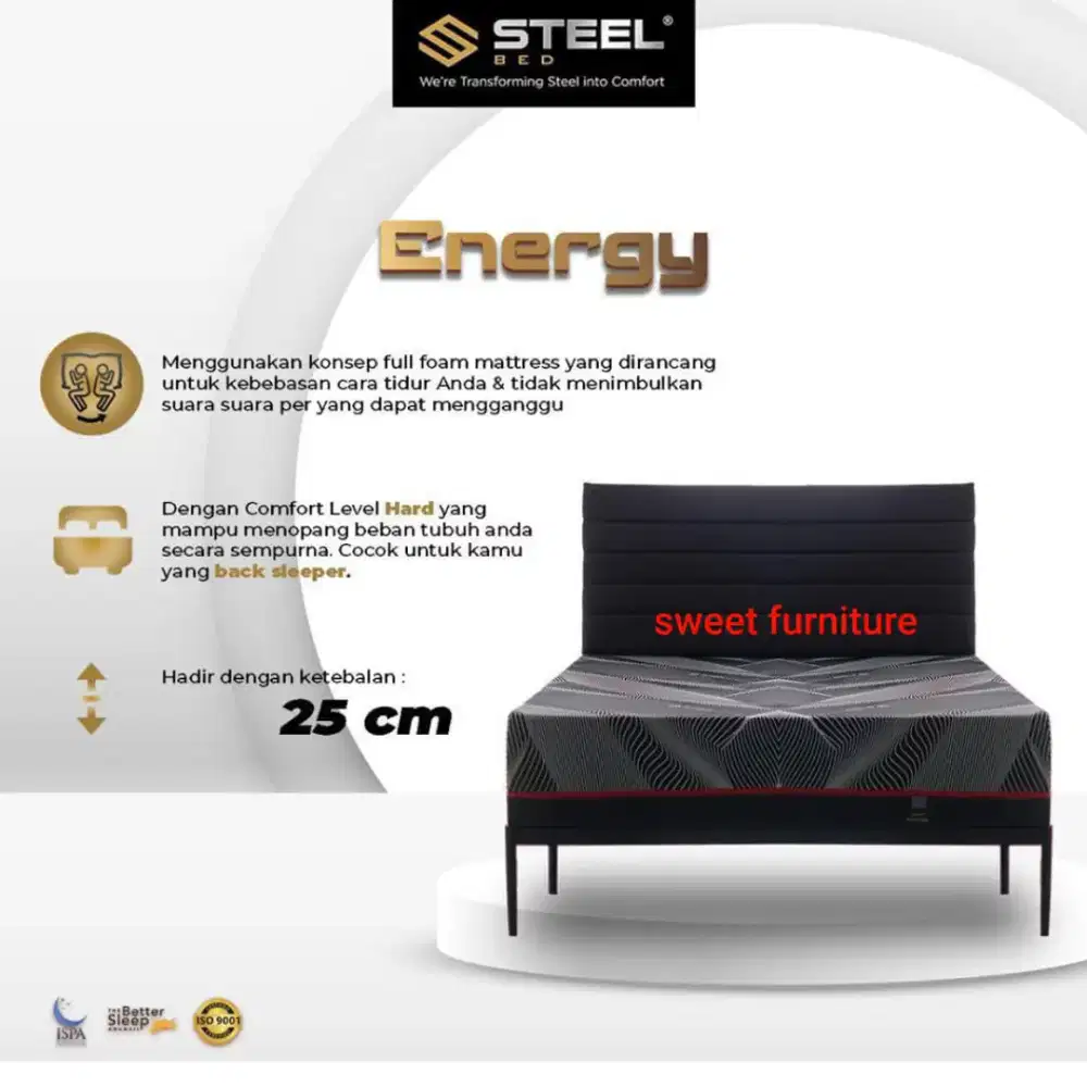 Kasur full busa steel energy 5 kaki tebal 25cm