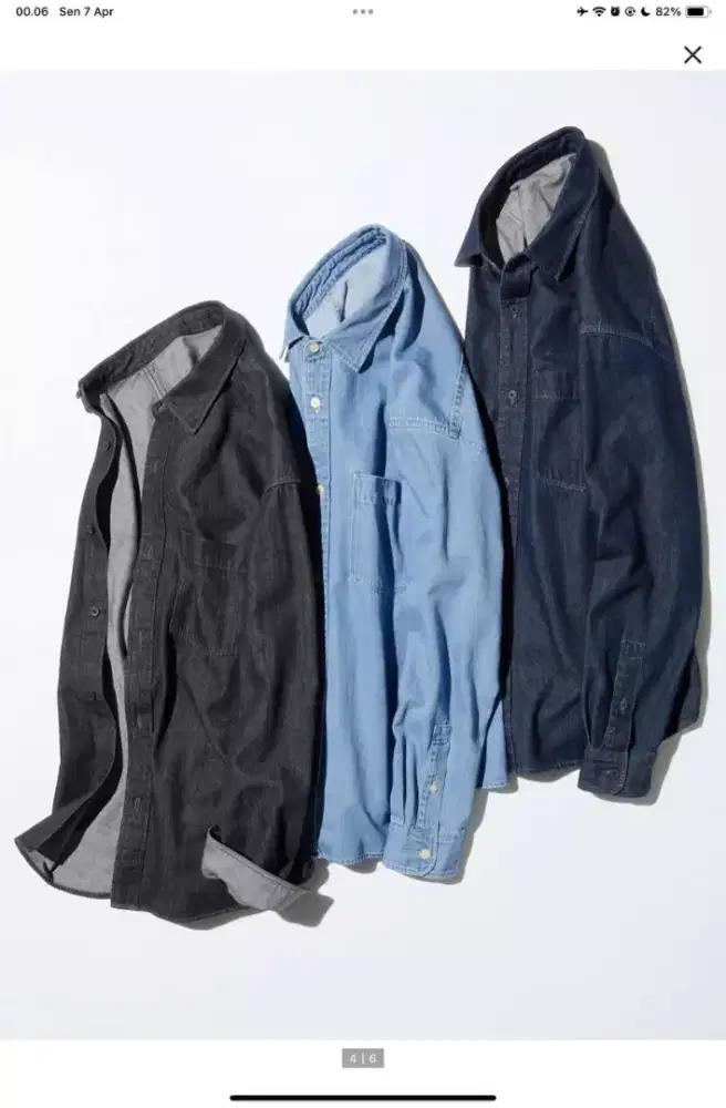 Kemeja Luaran Denim Lengan Panjang UNIQLO