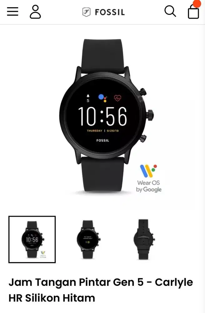 Fossil Gen 5 Carlyle HR black silicone