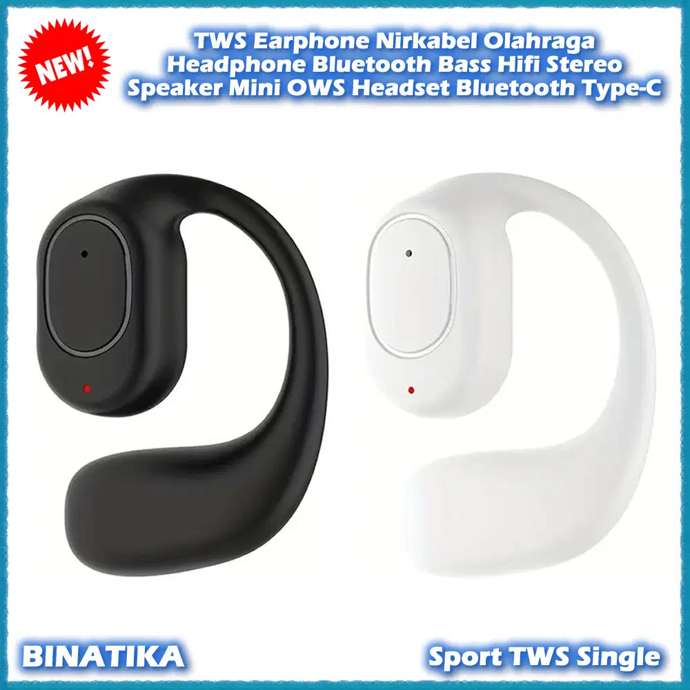 TWS Earphone Nirkabel Olahraga Headphone Bluetooth Bass Hifi Type-C