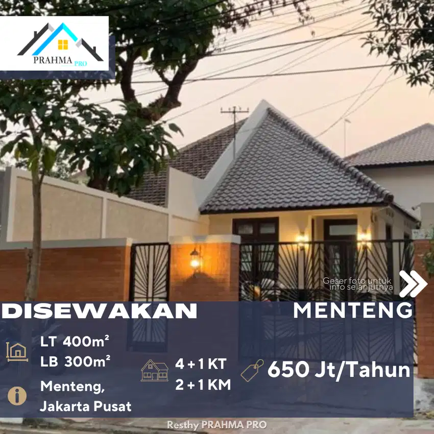 Menteng Disewakan Rumah Bagus Mewah Siap Huni di Pusat Jakarta