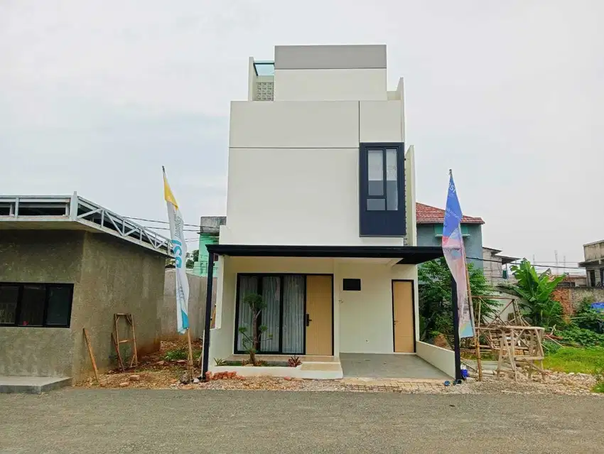 Rumah Dekat Stasiun Lebak Bulus Spek Bata Merah Hebel di Cireundeu