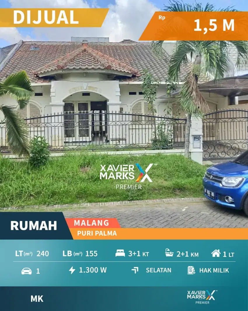 Rumah Lingkungan Asri Bersih di Puri Palma Araya Blimbing Malang