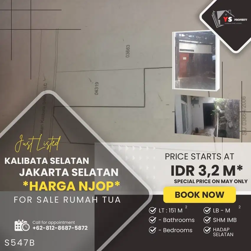 KALIBATA TIMUR JAKSEL RUMAH LAMA JUAL HARGA NJOP NEGO SAMPAI DEAL S547