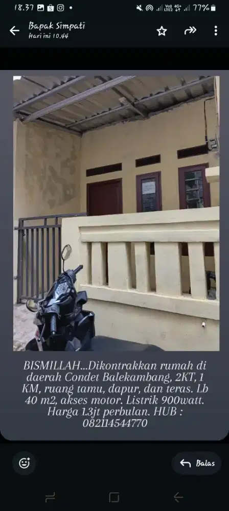 RUMAH SEWA DAERAH CONDET BALEKAMBANG