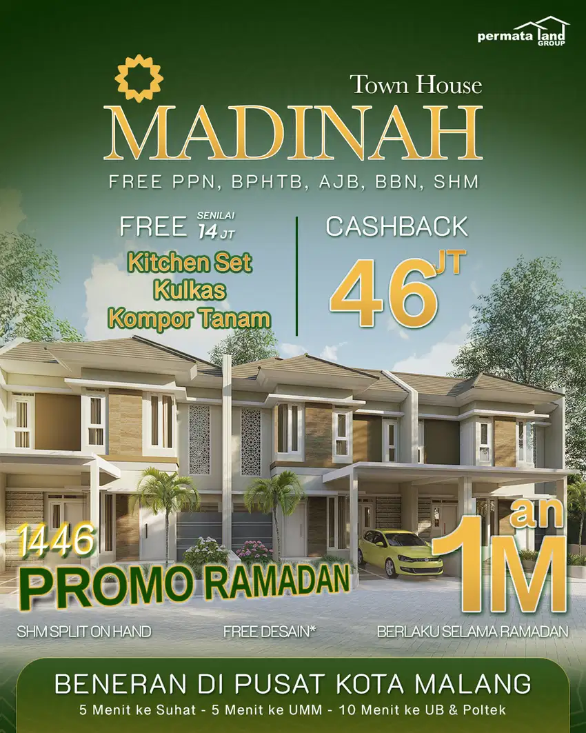 RUMAH PUSAT KOTA MALANG 2 LANTAI 1M an
