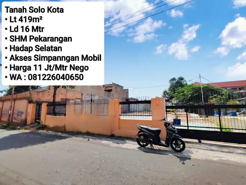Jual Tanah di Solo Kota Dekat Balikota, Pasar Gede, Jebres, Bank BI