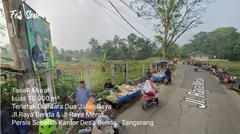 Tanah Strategis -Jl Ry Benda Merak - Sebelah Kantor Desa & Pasar