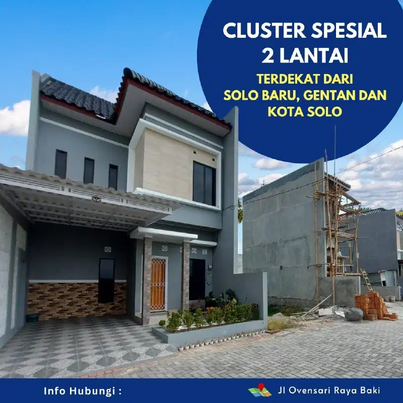 DIJUAL RUMAH CLUSTER 2 LANTAI DIJUAL DEKAT KE PUSAT SOLO BARU