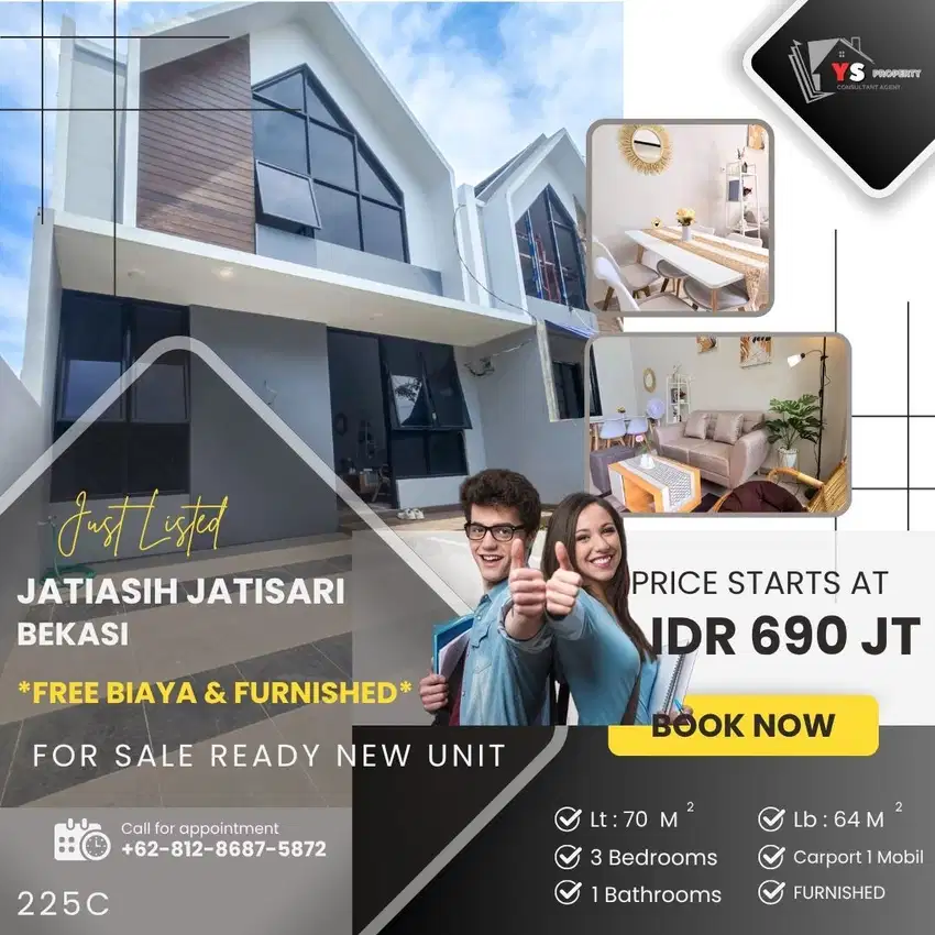 JATIASIH RUMAH BARU READY 600 AN FREE BIAYA PAJAK & FURNISHED 225B