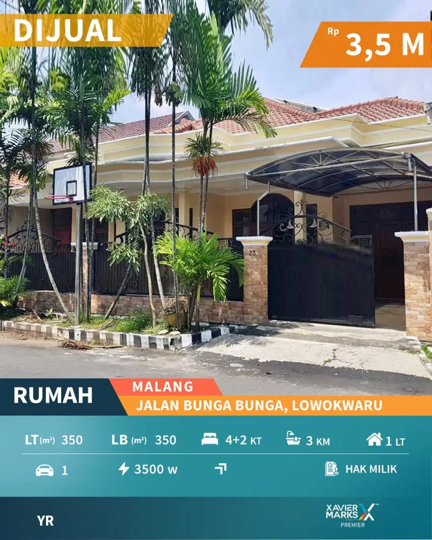 Dijual Rumah Area Super Strategis Bunga - Bunga Suhat Malang