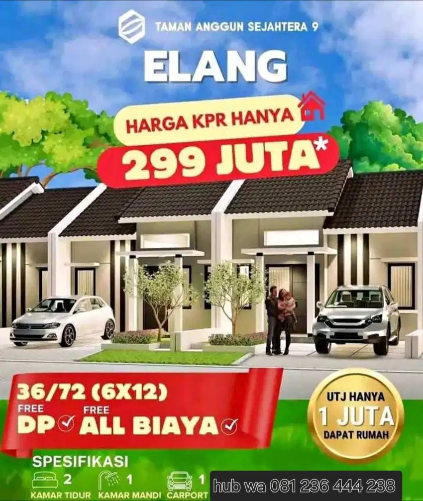 Rumah murah 300jtan dp nol angs 1,5 flat 5 tahun pertama
