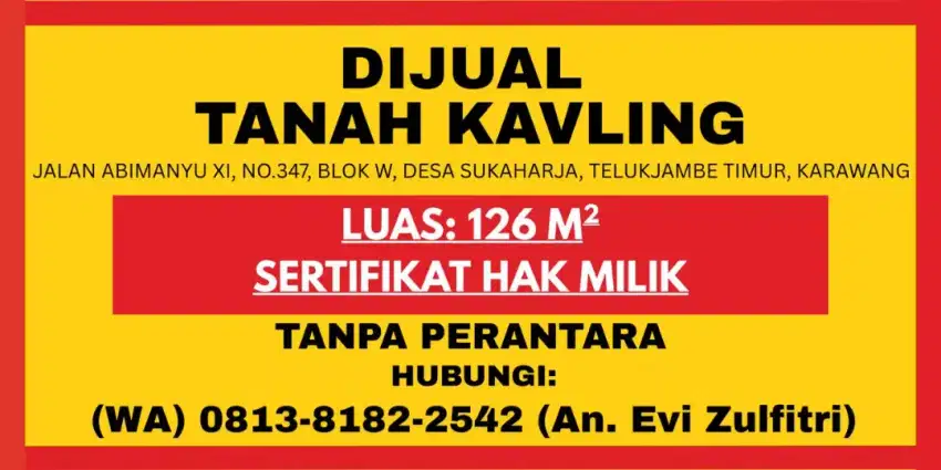 Dijual Cepat Tanah Kavling Bangunan Asli Telukjambe Karawang