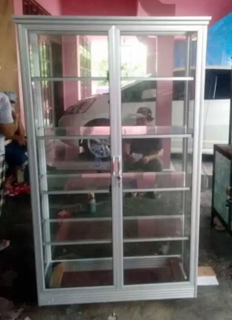 Etalase Aluminium Kaca Pintu Kupu Tarung 100-170