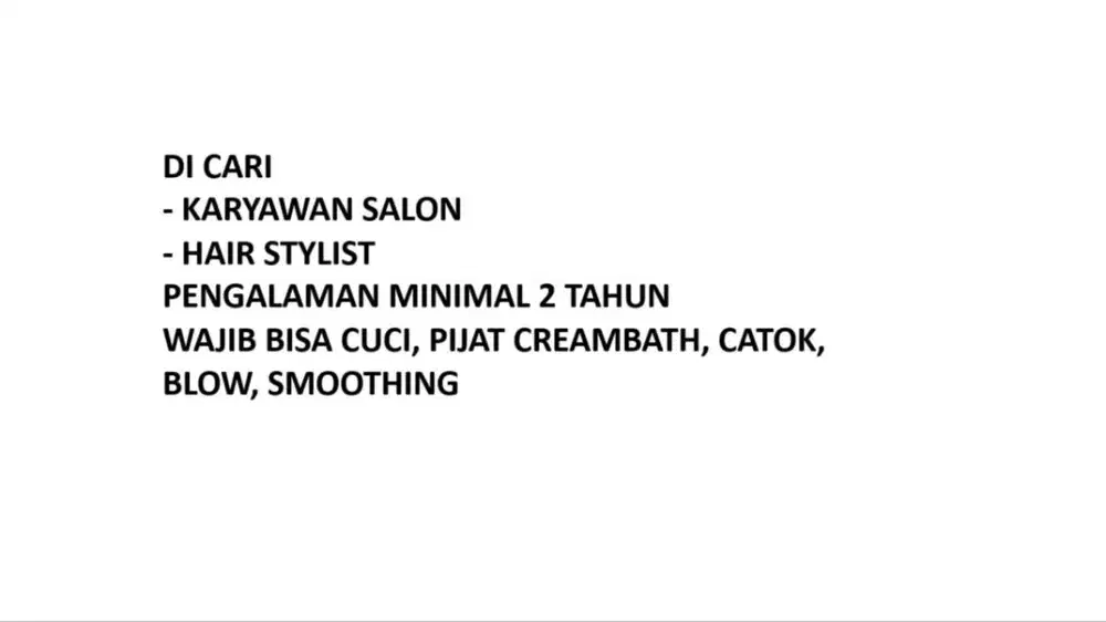 LOWONGAN KARYAWAN SALON / Hair stylist