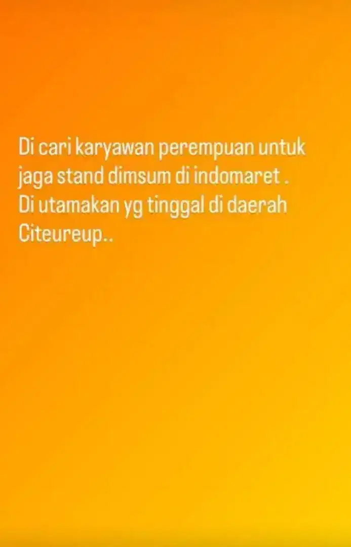 Dibuka lowongan kerja penjaga stand dimsum