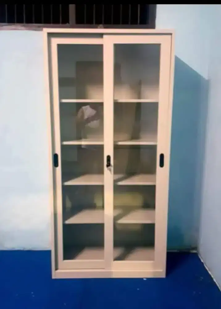 Lemari Besi Pintu Sliding Kaca Importa IMP - FC E18 (Beige / Grey)