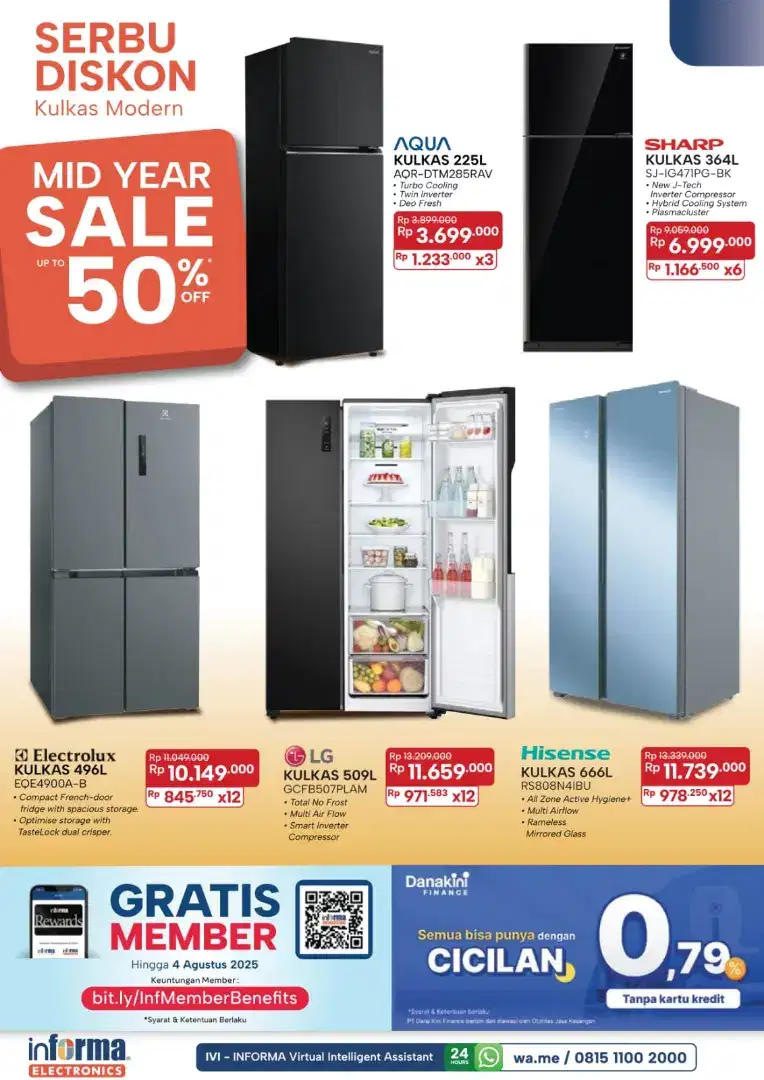 Ready stok kulkas 4 pintu garansi 10 tahun