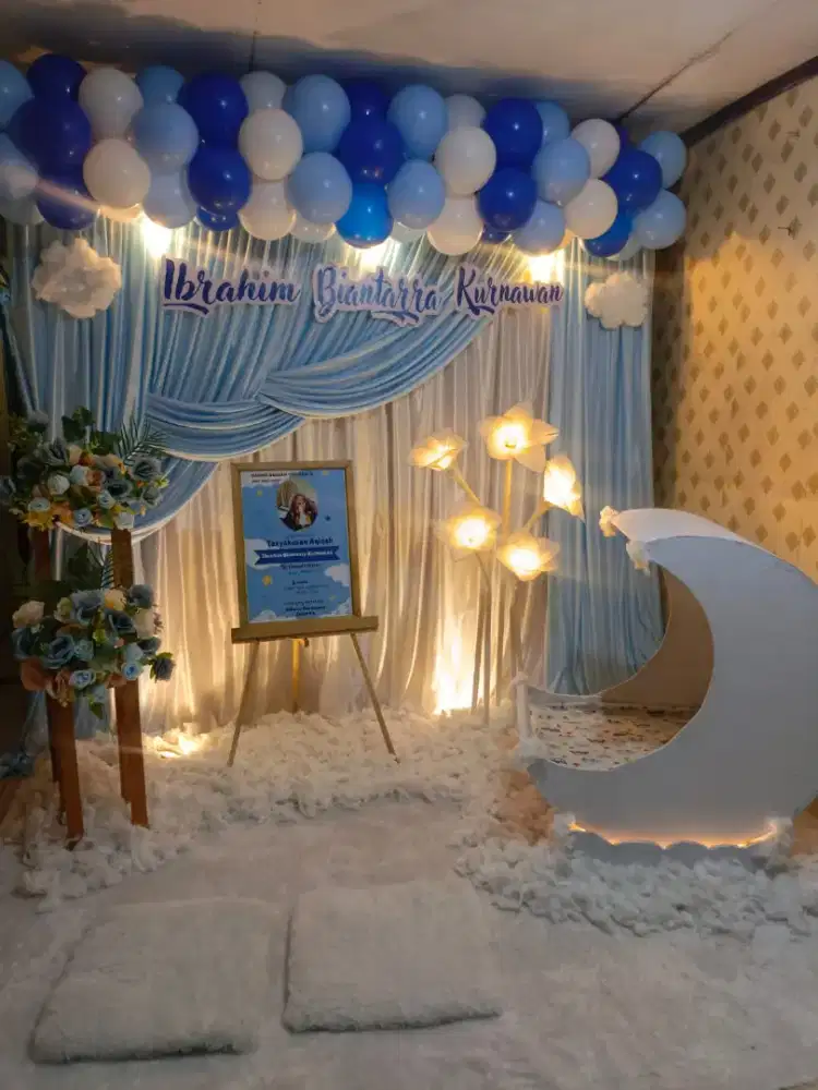 Dekorasi backdrop tasyakuran aqiqah