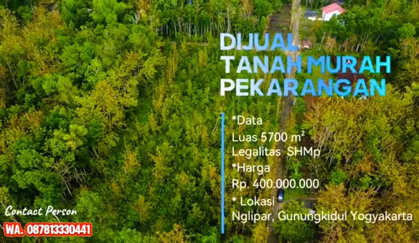 DIJUAL TANAH MURAH LUAS 5700M SHM PEKARANGAN