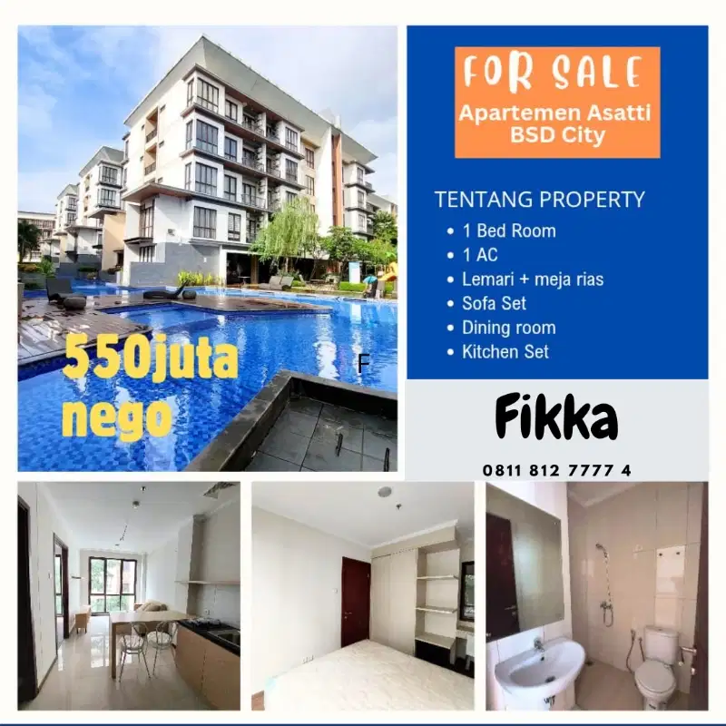dijual murah banget  town house asati 1 BR furnished rapi terawat.