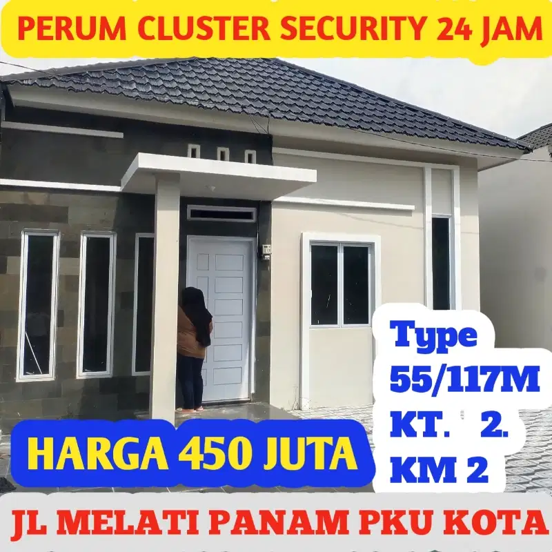 Dijual Rumah Cluster Type 55/117 M Jl Melati Panam Kota Pekanbaru