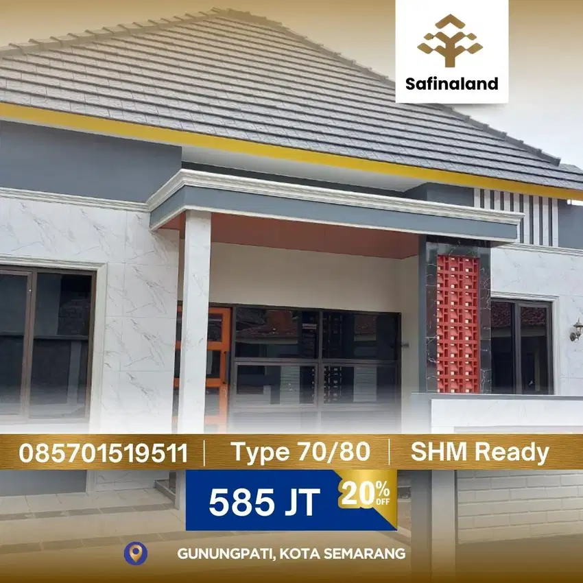 Promo Rumah Murah Modern Type 70/80 Dekat UNNES Nyaman Luas Strategis