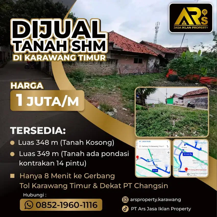 Dijual Tanah Hanya 8 Menit Ke PT Changsin & Gerbang Toll KarawangTimur