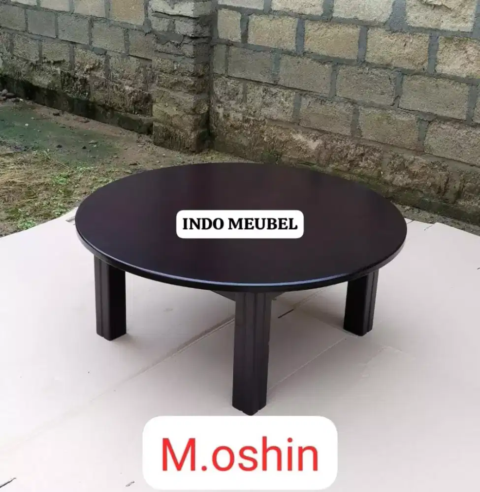 MEJA OSHIN BULAT FULL KAYU PADU NEW MODERN