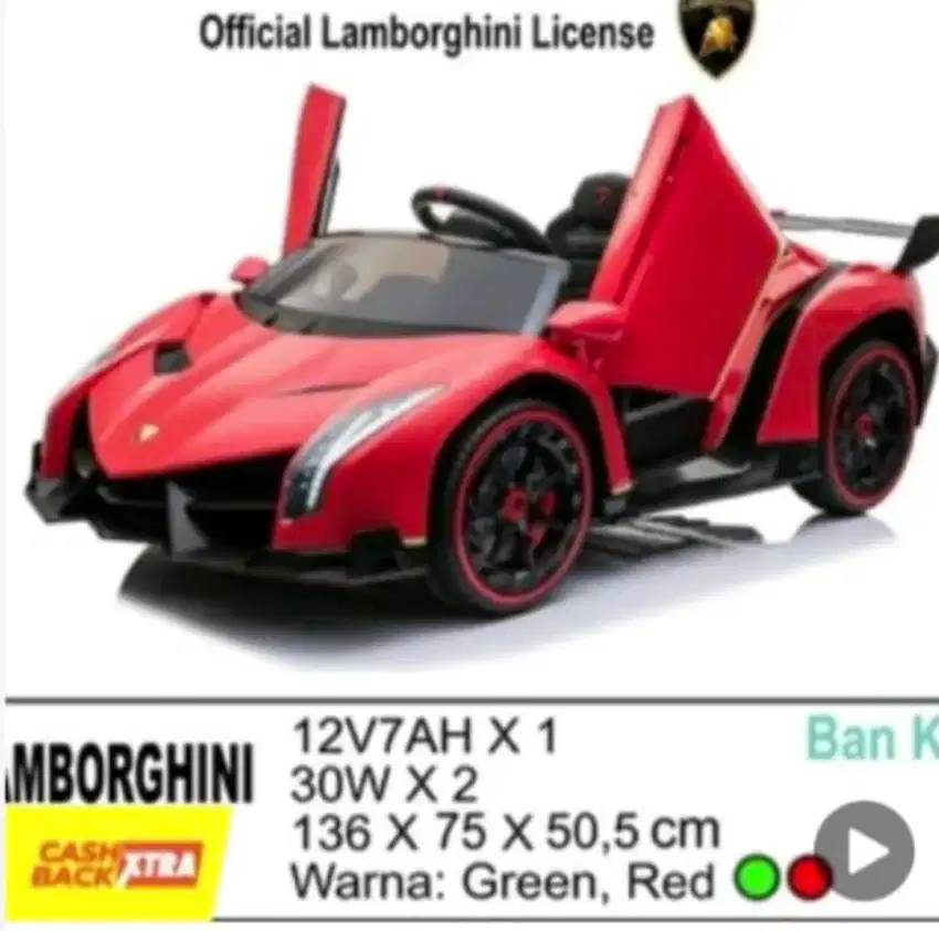 mobil mainan aki LAMBORGHINI Veneno Lisensi Non Cat freeongkirterbatas