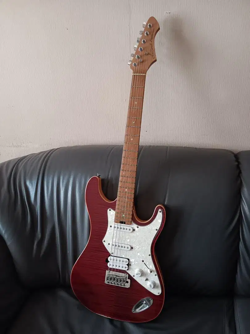 Gitar Listrik Aria Pro Fullerton 714 MK2 Roasted Maple - Ruby Red