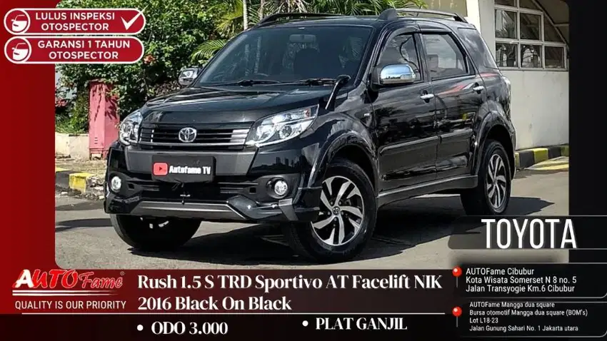 Toyota Rush 1.5 S TRD Sportivo AT Facelift NIK 2016 Black On Black