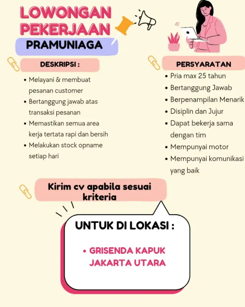 LOWONGAN KERJA DI GRISENDA KAPUK JAKARTA UTARA