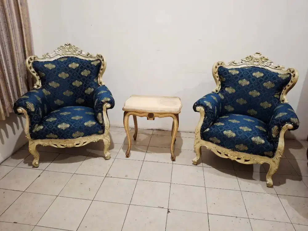 Kursi Tamu Jati Set Sofa Bangku Meja Ruang Kayu Ukir Retak Seribh