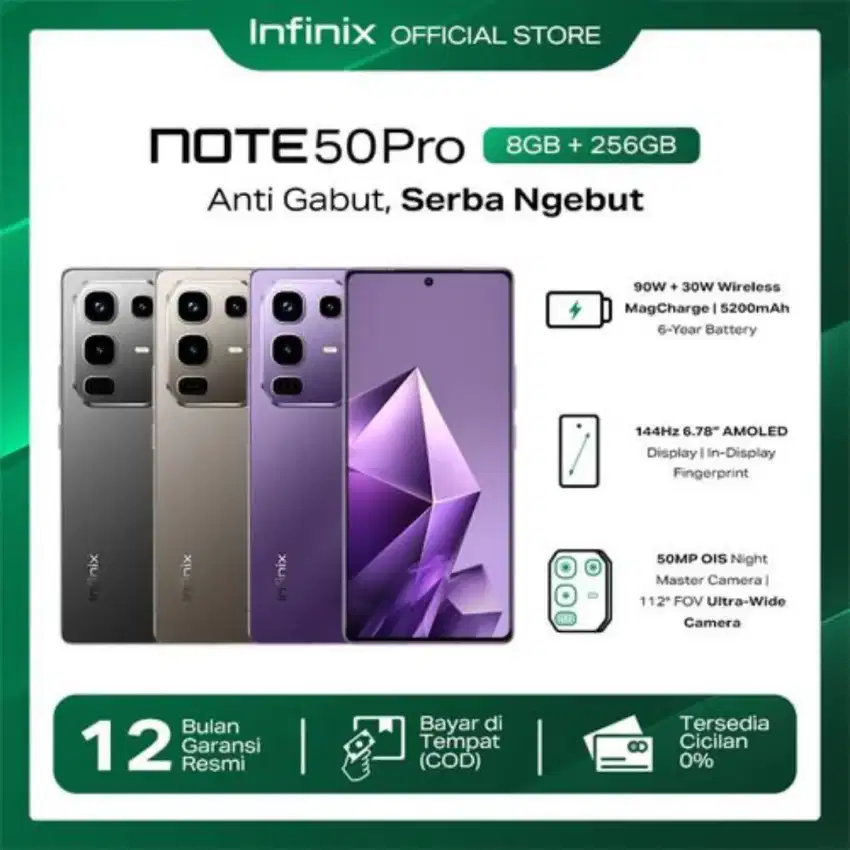 Infinix Note 50 Pro 8/256GB CASH/KREDIT Promo Bunga Mulai 0% dan DP 0