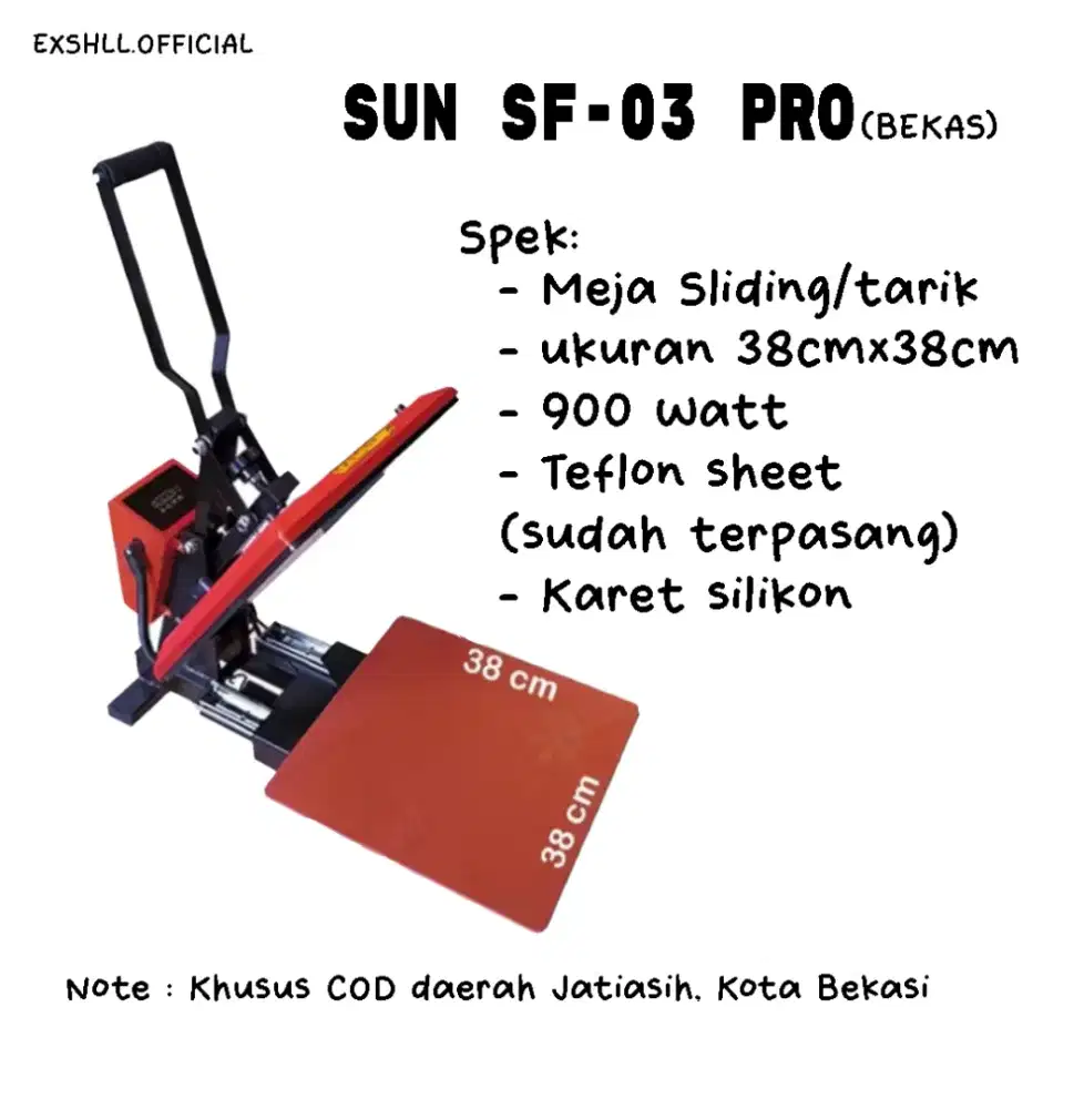 Mesin heat press sablon kaos merk SUN SF-03 PRO (Bekas)