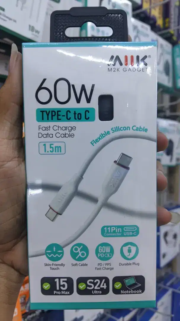 KABEL DATA TYPE-C TO TYPE-C M2K 60W