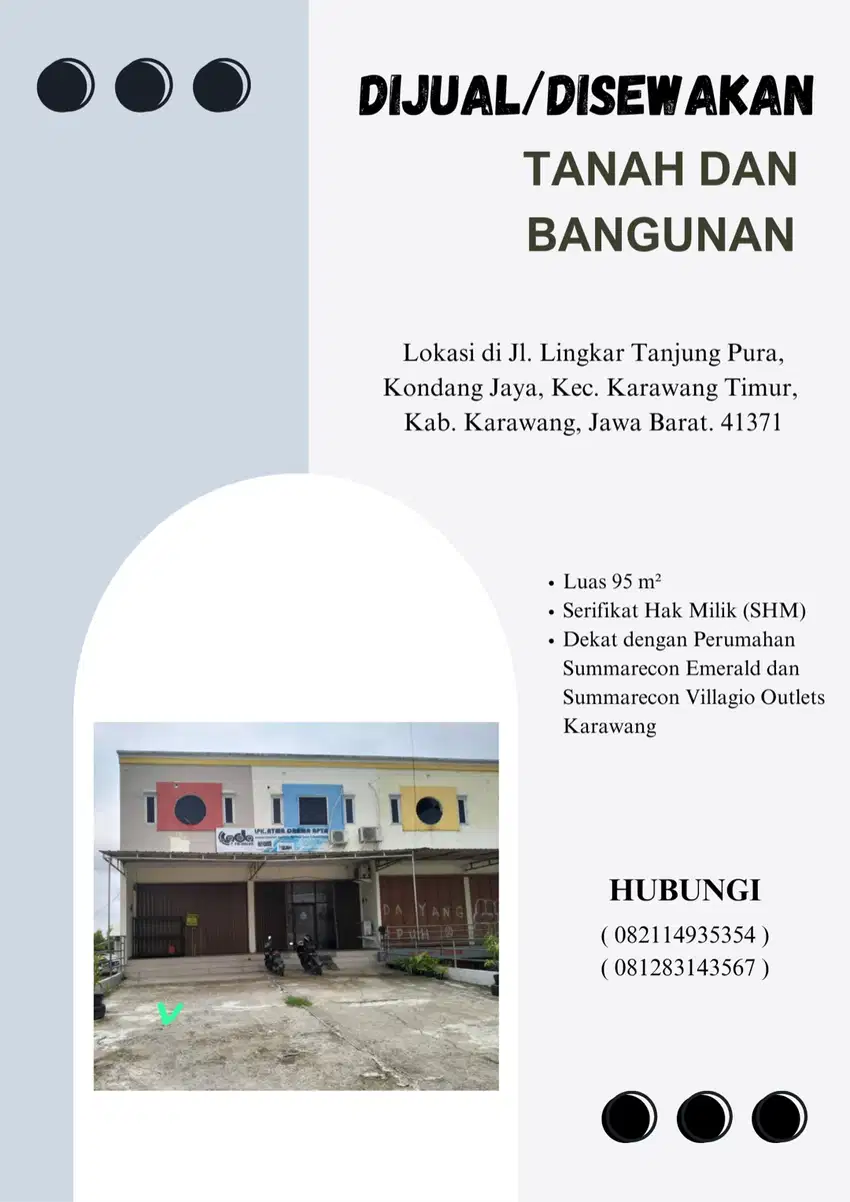 DIJUAL/DISEWAKAN RUKO ( 3 Lantai )