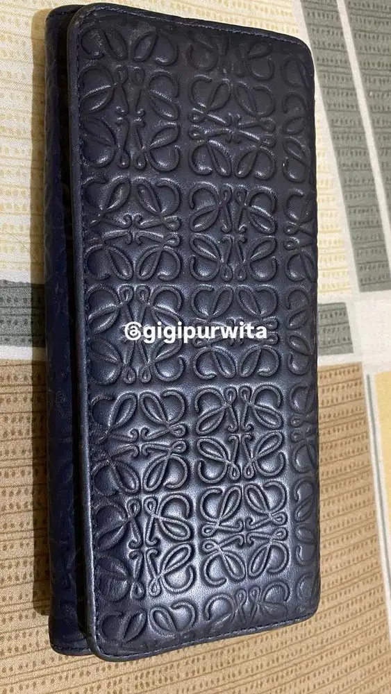 LOEWE Authentic Slate Blue Anagram Embossed