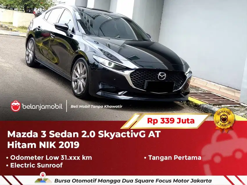 [ LOW KM ] Mazda 3 Mazda3 Sedan 2.0 SkyactivG AT Hitam 2019/2020