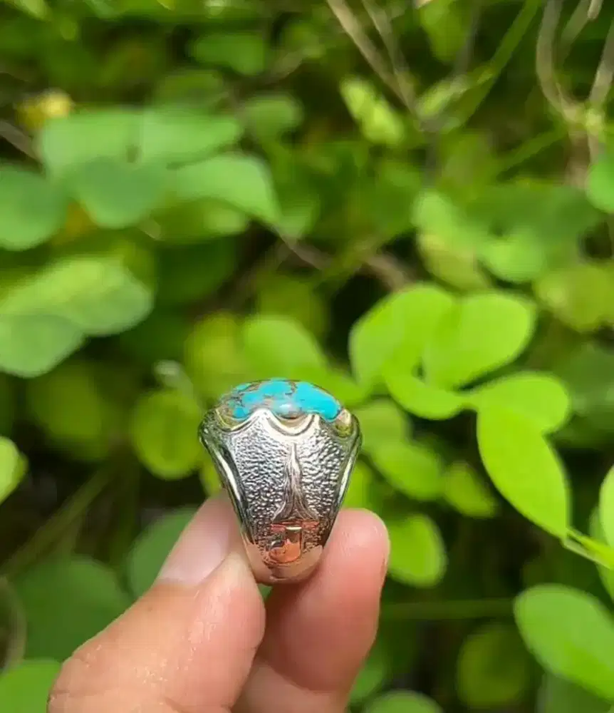 Pirus persia serat emas ring perak