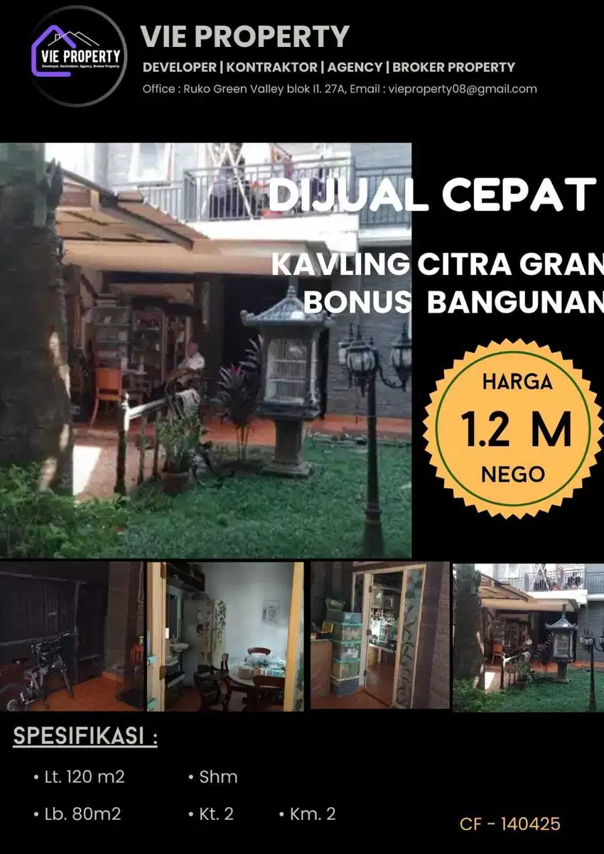 Jual Cepat Kavling Dalam Cluster Favorite CitraGran Cibubur.