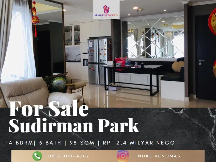 Dijual Apartement Sudirman Park 3BR Furnished Lantai Tinggi