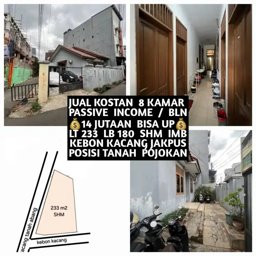 JUAL KOS KOST KOSAN KOSTAN 8 KAMAR DI KEBON KACANG TANAH ABANG JAKPUS